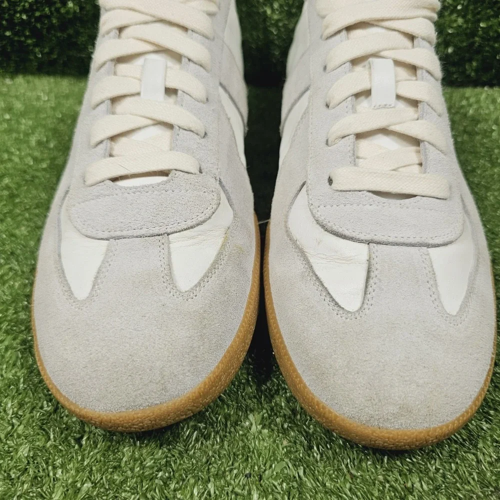Beckett Simonon Morgan White Leather Grey Suede Sneakers Gum Sole Mens 10.5